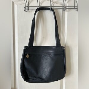 Vintage Libaire USA Soft Thick Navy Blue Pebbled Leather Shoulder Bag